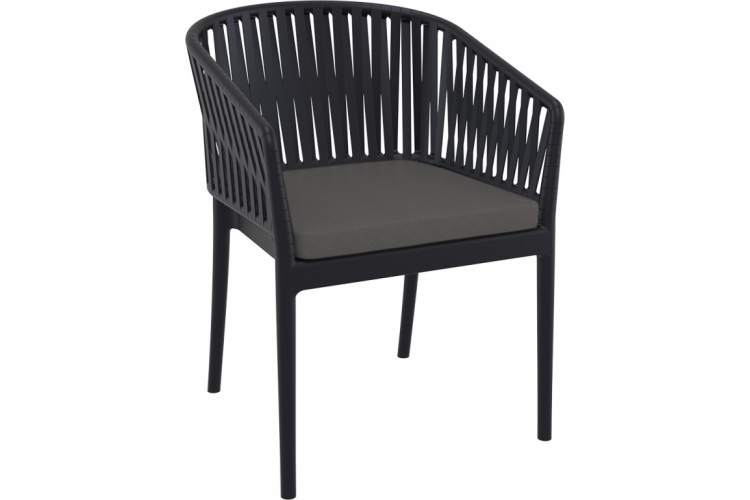 Кресло пластиковое с подушкой Portofino Siesta Contract черный, темно-серый