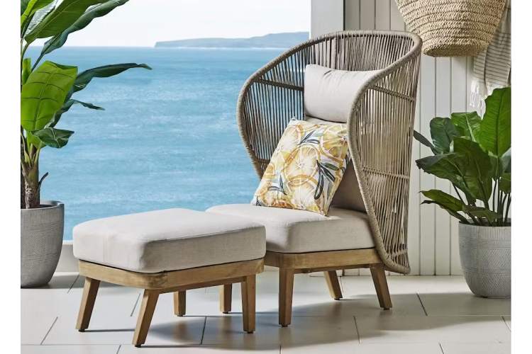 Лаунж-кресло плетеное с высокой спинкой Mali Tagliamento натуральный-2