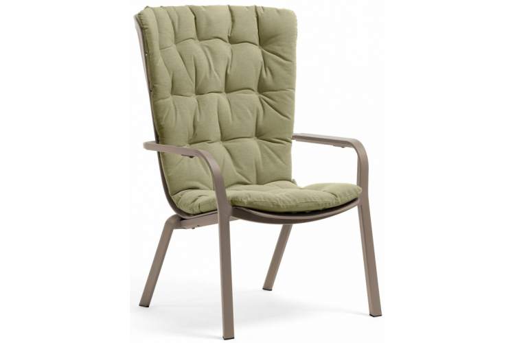 Лаунж-кресло пластиковое с подушкой Folio Nardi тортора, зеленый