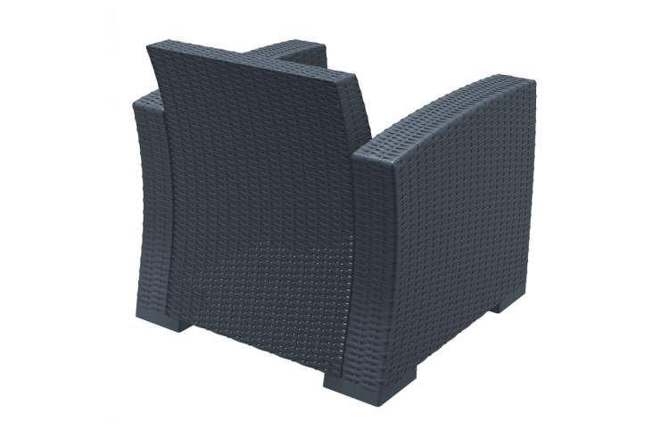 Кресло пластиковое плетеное с подушками Monaco Lounge Siesta Contract антрацит-6