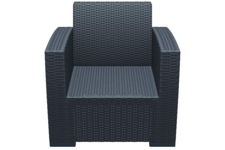 Кресло пластиковое плетеное с подушками Monaco Lounge Siesta Contract антрацит-4