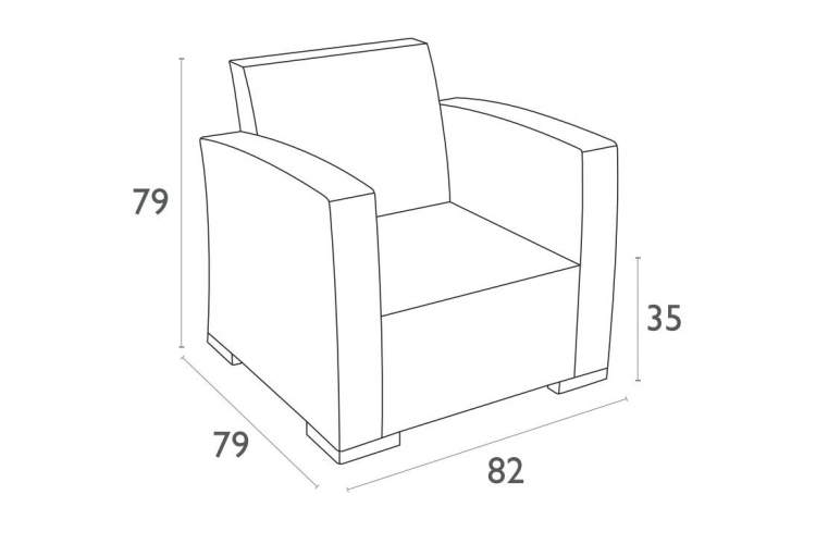 Кресло пластиковое плетеное с подушками Monaco Lounge Siesta Contract антрацит-1