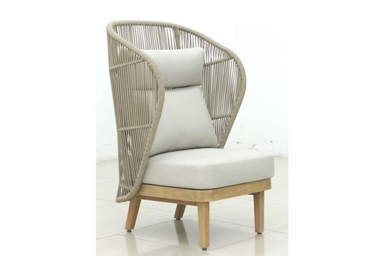 Лаунж-кресло плетеное с высокой спинкой Mali Tagliamento натуральный-4
