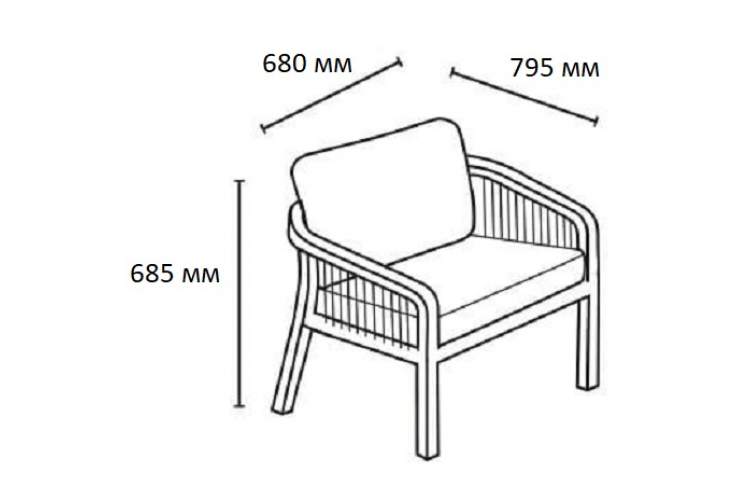 Кресло деревянное с подушками Ravona KD Tagliamento натуральный, бежевый-1