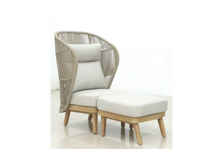 Лаунж-кресло плетеное с высокой спинкой Mali Tagliamento натуральный-6