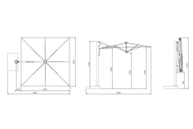 Зонт профессиональный 2.9х2.9 м Astro Titanium Scolaro титан, слоновая кость-2