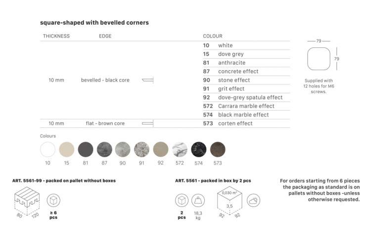 Столешница квадратная со скругленными углами Compact Laminate Scab Design зернистый-1
