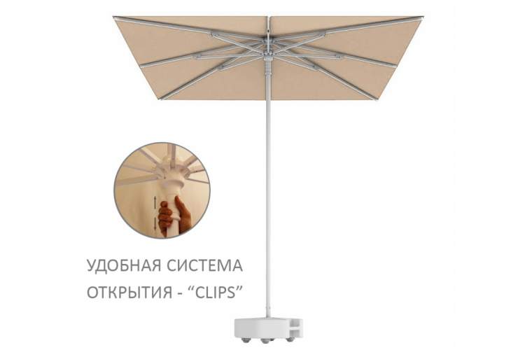 Зонт пляжный профессиональный 2х2 м Kiwi Clips THEUMBRELA SEMSIYE EVI бежевый-6
