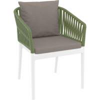 Кресло пластиковое с подушками Portofino Siesta Contract белый, оливковый, светло-коричневый