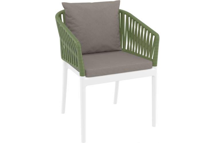 Кресло пластиковое с подушками Portofino Siesta Contract белый, оливковый, светло-коричневый