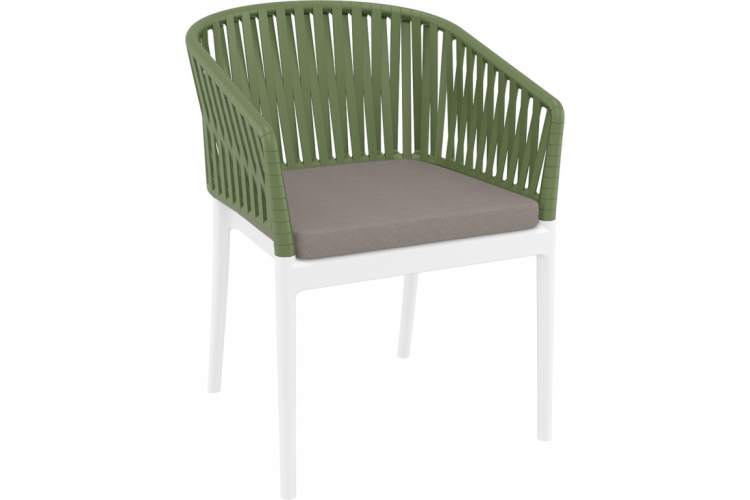 Кресло пластиковое с подушками Portofino Siesta Contract белый, оливковый, светло-коричневый-8