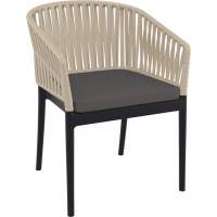 Кресло пластиковое с подушкой Portofino Siesta Contract черный, бежевый, темно-серый