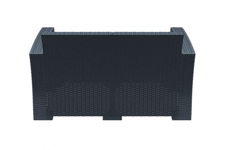 Диван пластиковый плетеный двухместный с подушками Monaco Lounge Siesta Contract антрацит-7