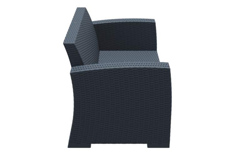 Диван пластиковый плетеный двухместный с подушками Monaco Lounge Siesta Contract антрацит-5