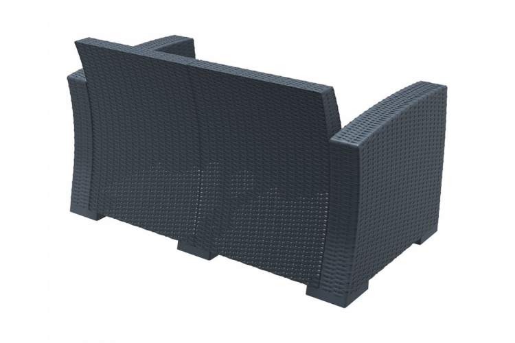 Диван пластиковый плетеный двухместный с подушками Monaco Lounge Siesta Contract антрацит-6