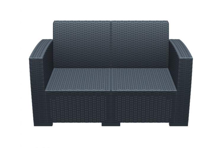 Диван пластиковый плетеный двухместный с подушками Monaco Lounge Siesta Contract антрацит-4