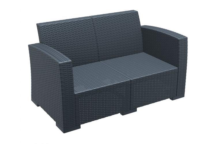 Диван пластиковый плетеный двухместный с подушками Monaco Lounge Siesta Contract антрацит-3