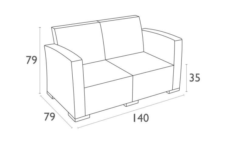 Диван пластиковый плетеный двухместный с подушками Monaco Lounge Siesta Contract антрацит-1