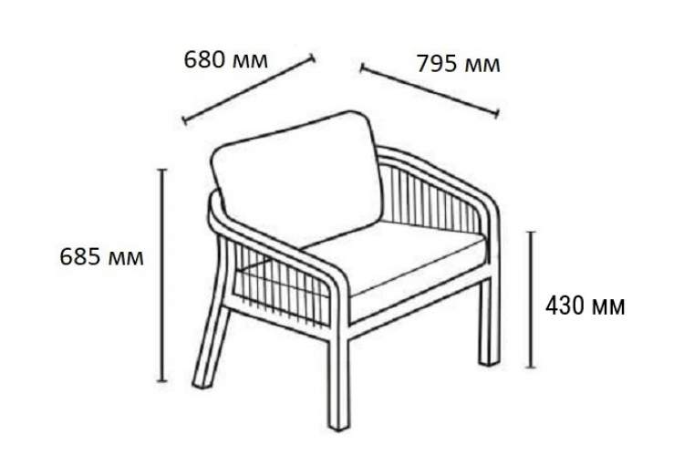 Кресло деревянное с подушками Ravona KD Tagliamento натуральный, бежевый-1