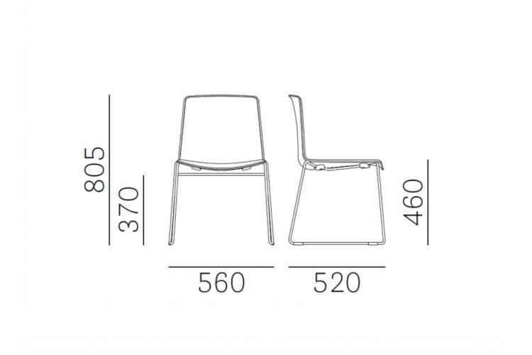 Стул пластиковый на полозьях Tweet PEDRALI черный, белый, зеленый-1