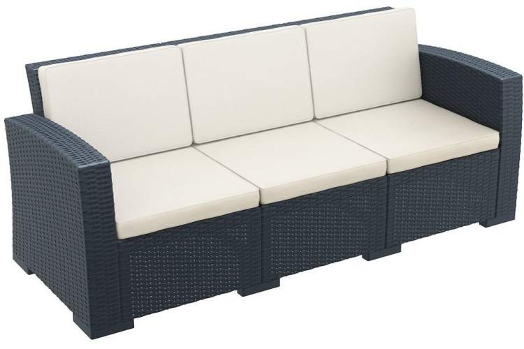 Диван пластиковый плетеный трехместный с подушками Monaco Lounge XL Siesta Contract антрацит