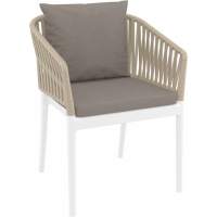Кресло пластиковое с подушками Portofino Siesta Contract белый, бежевый, светло-коричневый