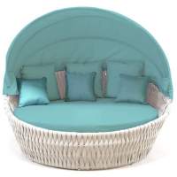 Лаунж-диван плетеный Samui Tagliamento бежевый, белый, бирюзовый