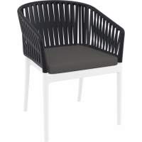 Кресло пластиковое с подушкой Portofino Siesta Contract белый, черный, темно-серый