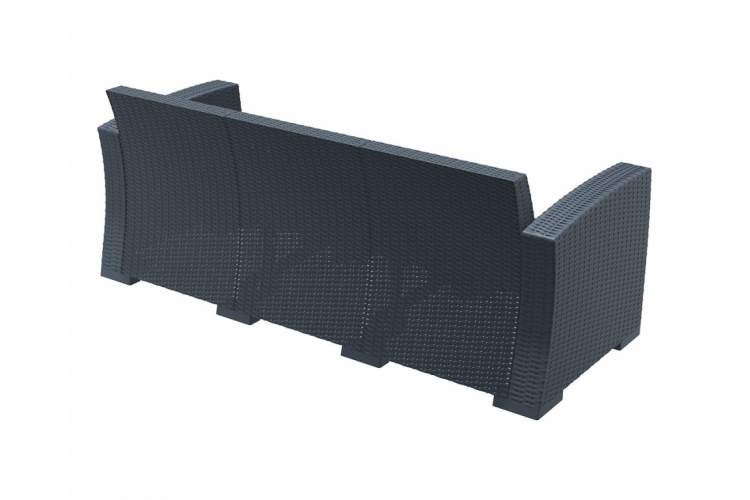 Диван пластиковый плетеный трехместный с подушками Monaco Lounge XL Siesta Contract антрацит-6
