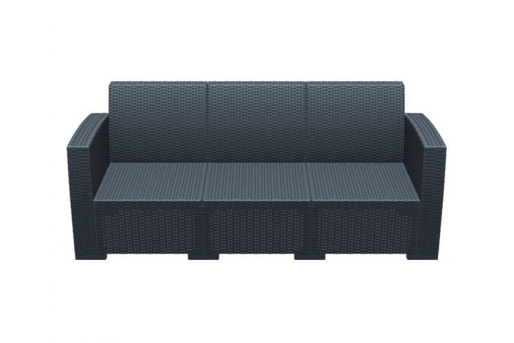 Диван пластиковый плетеный трехместный с подушками Monaco Lounge XL Siesta Contract антрацит-4