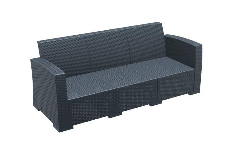 Диван пластиковый плетеный трехместный с подушками Monaco Lounge XL Siesta Contract антрацит-3