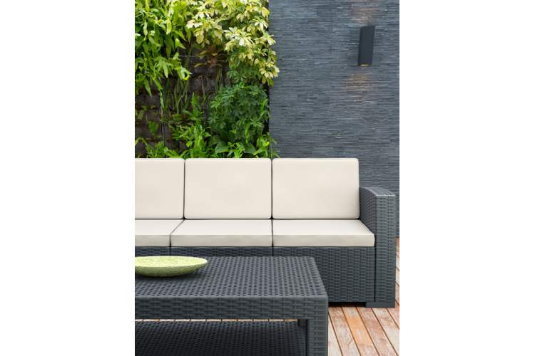Диван пластиковый плетеный трехместный с подушками Monaco Lounge XL Siesta Contract антрацит-8