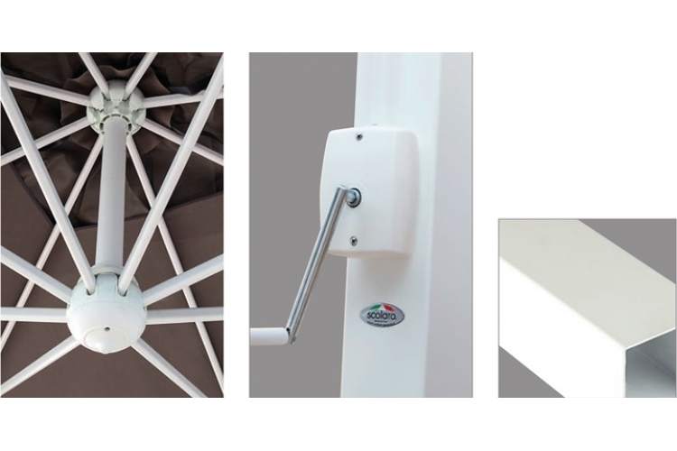 Зонт профессиональный 3х3 м Pompei Braccio Scolaro белый, слоновая кость-4