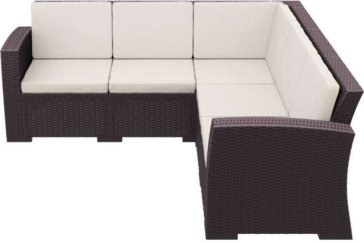 Диван пластиковый плетеный угловой с подушками Monaco Lounge Corner Siesta Contract коричневый-5