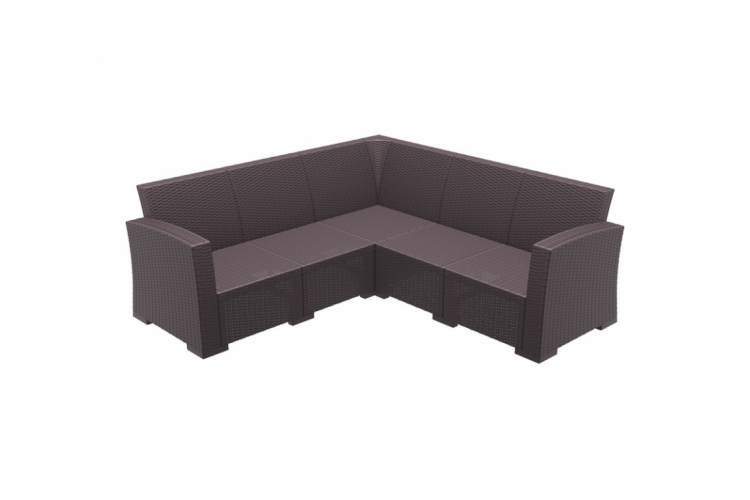 Диван пластиковый плетеный угловой с подушками Monaco Lounge Corner Siesta Contract коричневый-3