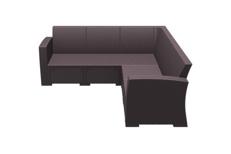 Диван пластиковый плетеный угловой с подушками Monaco Lounge Corner Siesta Contract коричневый-4