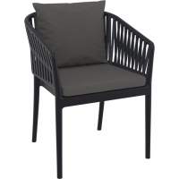 Кресло пластиковое с подушками Portofino Siesta Contract черный, темно-серый