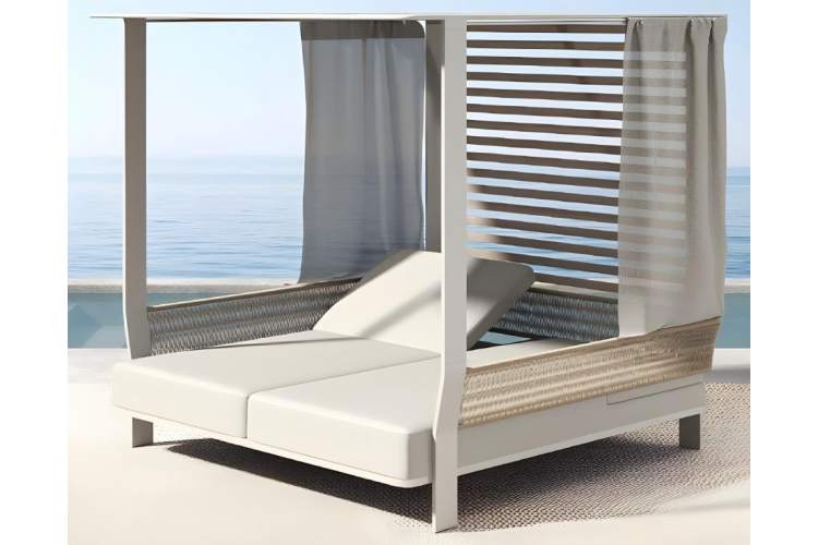 Шатер с лежаками Borromeo Higold бежевый, светло-серый-3