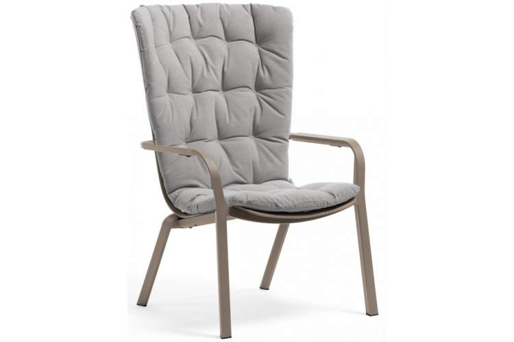 Лаунж-кресло пластиковое с подушкой Folio Nardi тортора, серый