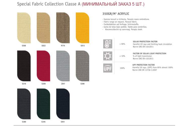 Зонт профессиональный 3х3 м Pompei Braccio Scolaro белый, слоновая кость-8