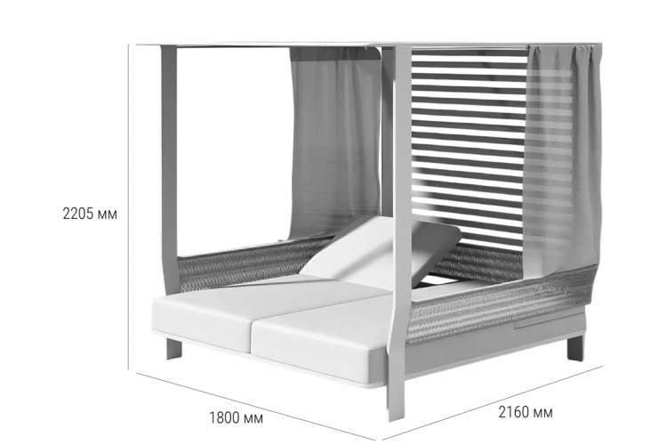 Шатер с лежаками Borromeo Higold бежевый, светло-серый-1