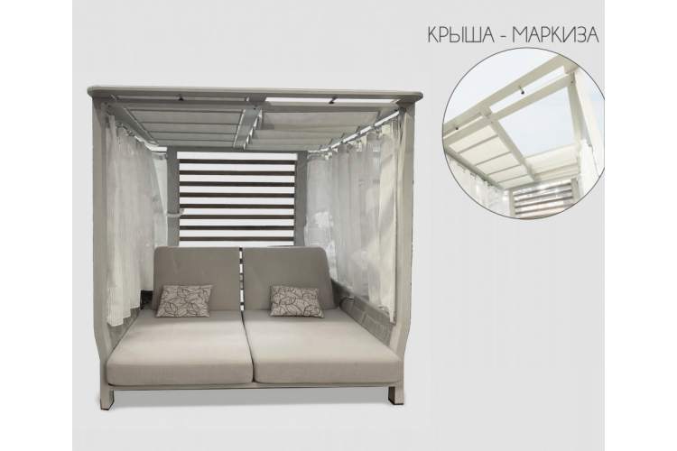 Шатер с лежаками Borromeo Higold бежевый, светло-серый-6