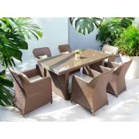 Комплект обеденной плетеной мебели Barcelona Tagliamento светло-коричневый, бежевый