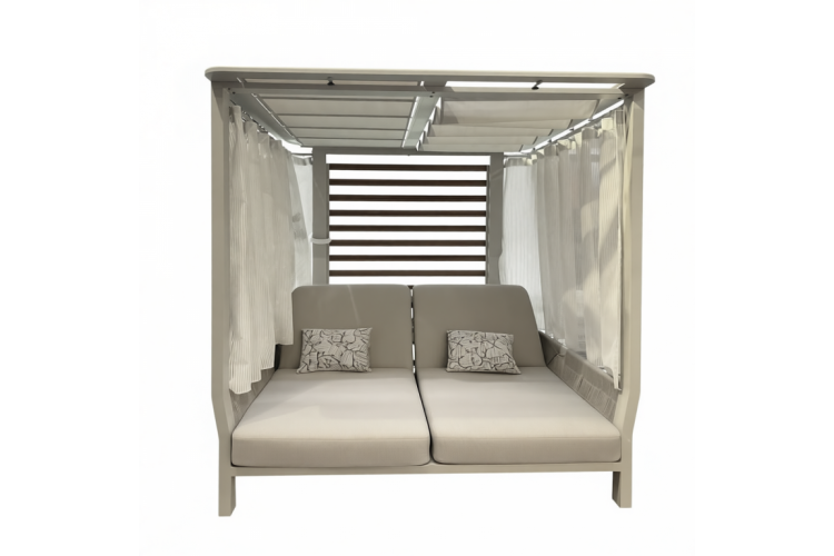 Шатер с лежаками Borromeo Higold бежевый, светло-серый-5