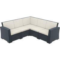 Диван пластиковый плетеный угловой с подушками Monaco Lounge Corner Siesta Contract антрацит