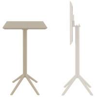 Стол пластиковый барный складной Sky Folding Bar Table 60 Siesta Contract бежевый пластиковый