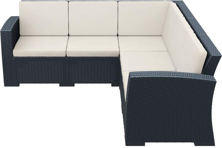 Диван пластиковый плетеный угловой с подушками Monaco Lounge Corner Siesta Contract антрацит-6