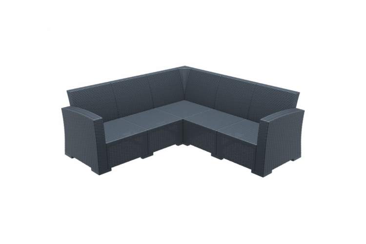 Диван пластиковый плетеный угловой с подушками Monaco Lounge Corner Siesta Contract антрацит-4