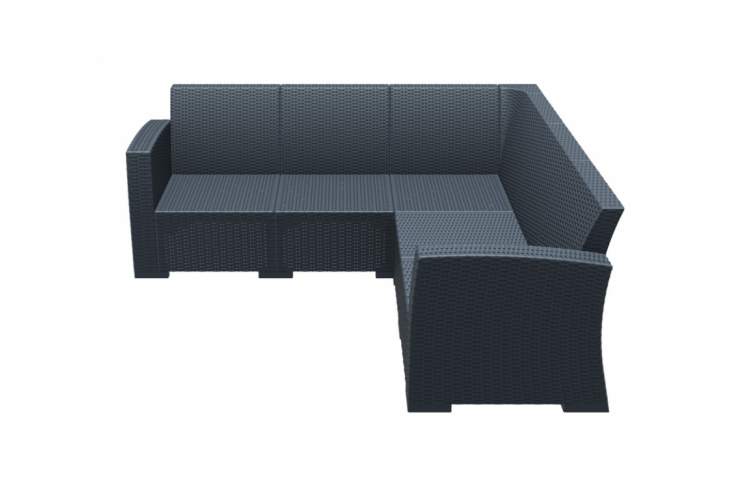 Диван пластиковый плетеный угловой с подушками Monaco Lounge Corner Siesta Contract антрацит-5