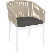 Кресло пластиковое с подушкой Portofino Siesta Contract белый, бежевый, темно-серый